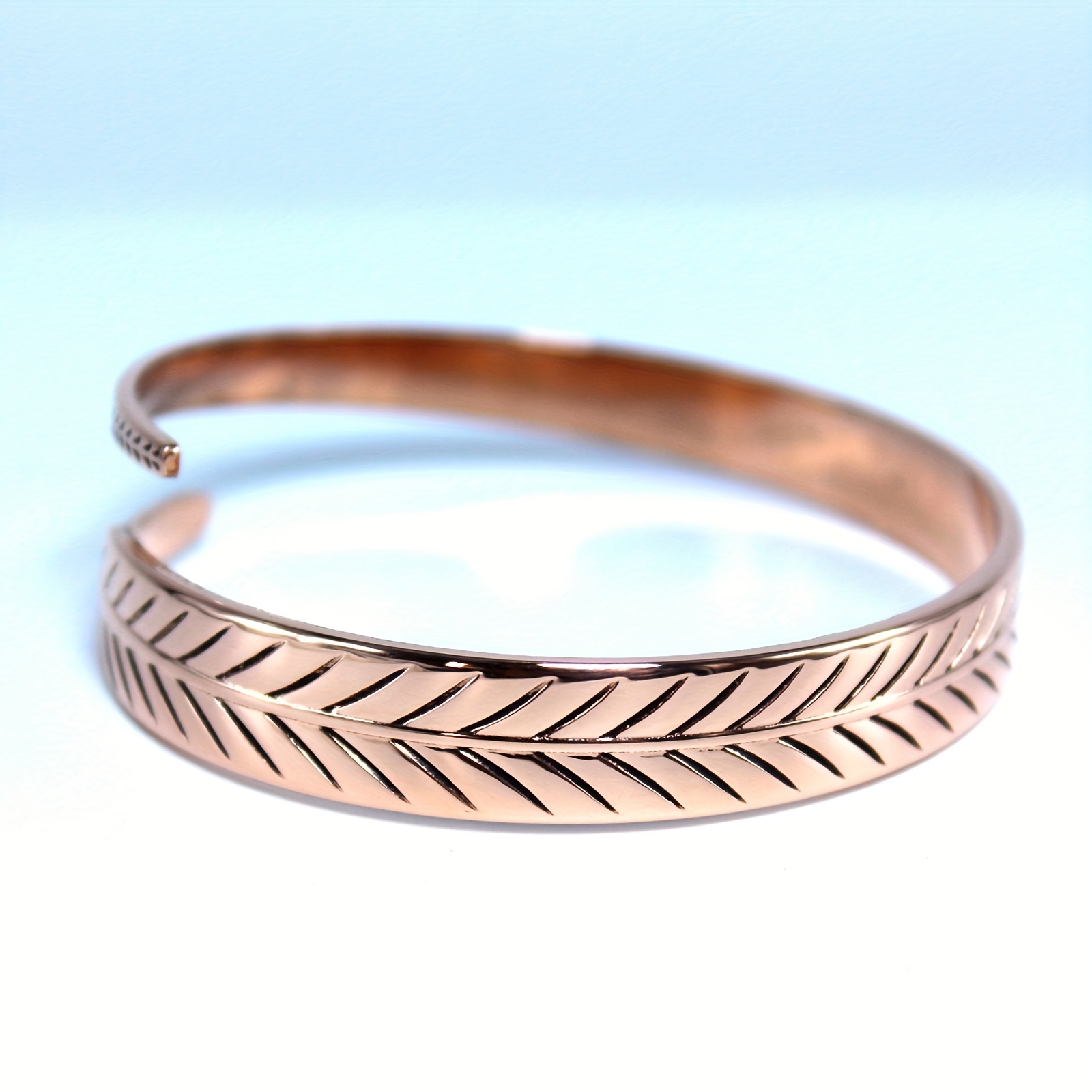 Boho Copper Cuff Bangle No Plating Leaf Daily Wear & Gift